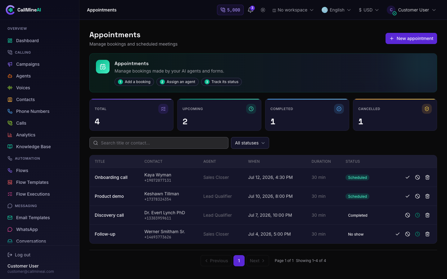 Customer — appointments
