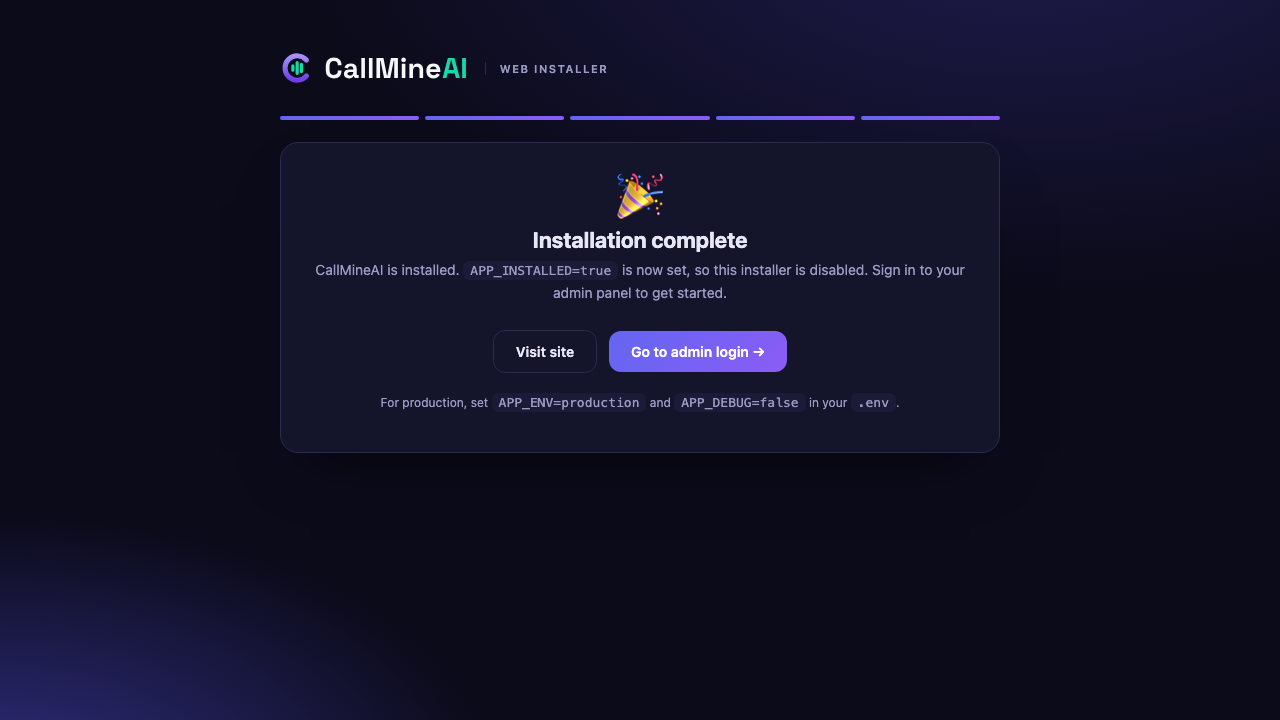 Installer — installation complete